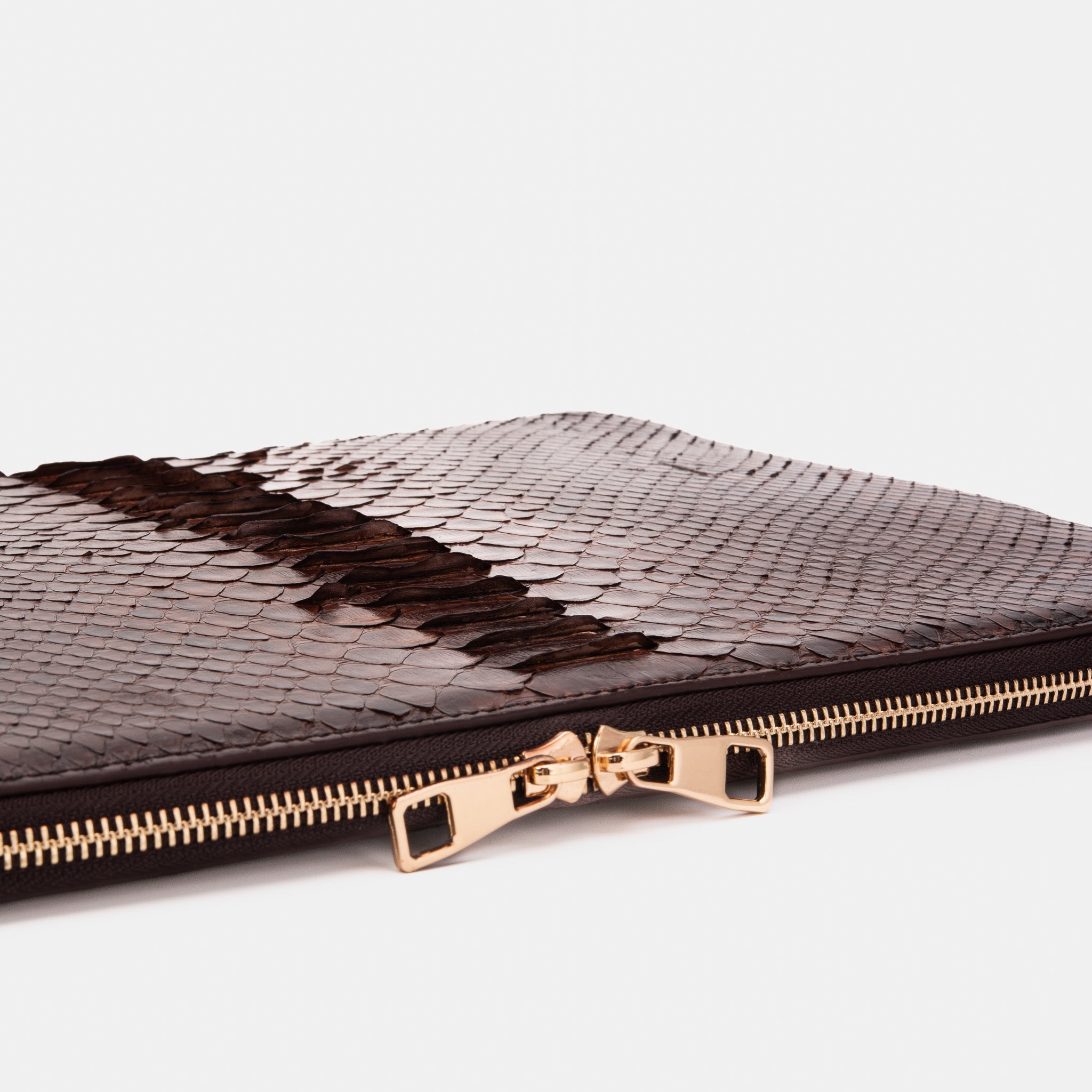 The Varese Brown Hand-Painted Python Leather 14” Laptop Portfolio