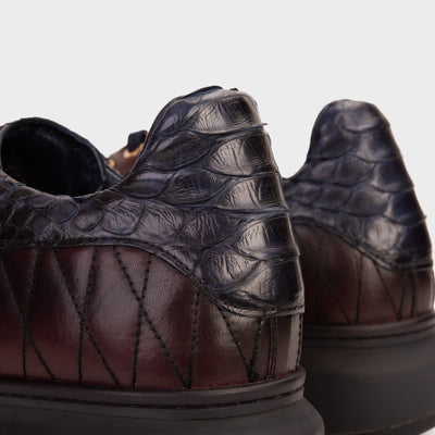 The Adler Navy Blue & Burgundy Snk Leather Men Sneaker Limited Edition