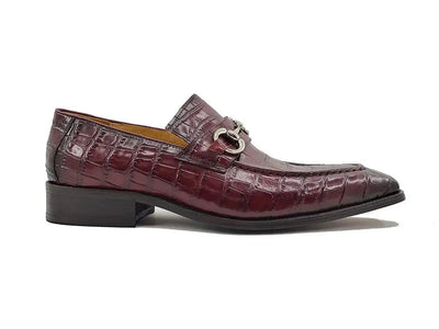 Carrucci Shoes Gator Embossed Leather Buckle Loafer Classic KS503 61E back view