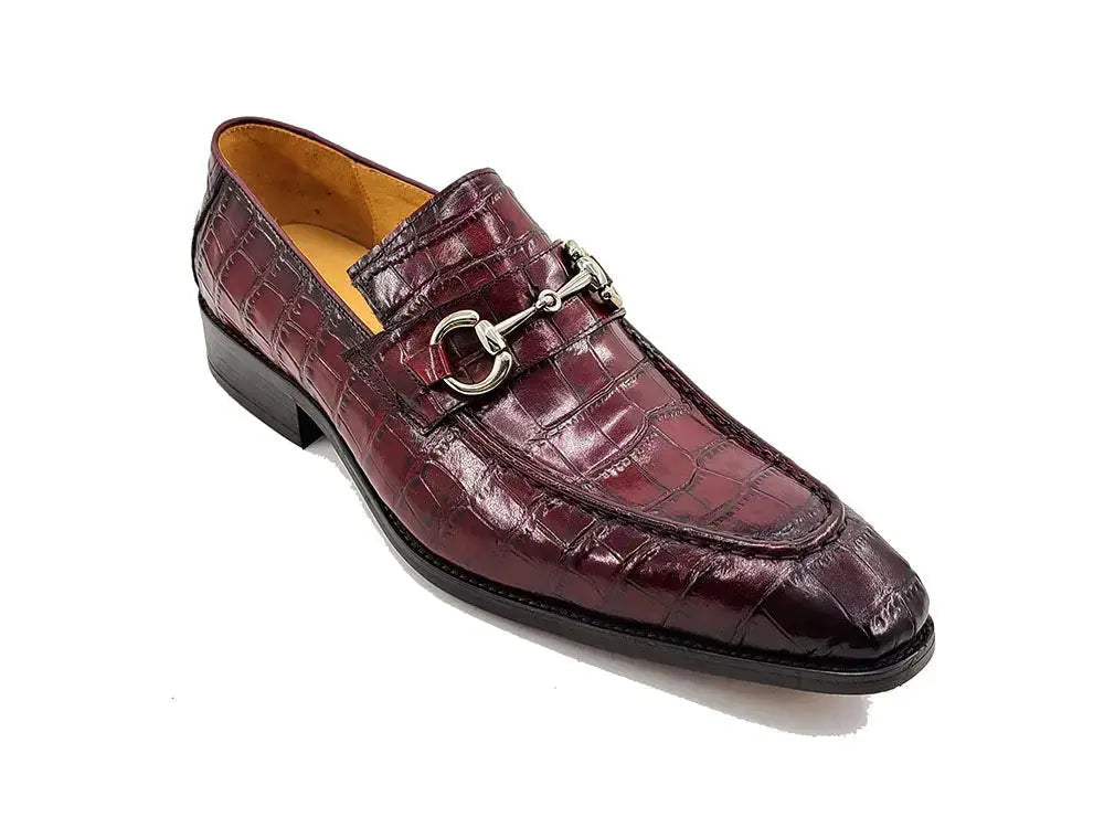 Carrucci Shoes Gator Embossed Leather Buckle Loafer Classic KS503 61E detail view