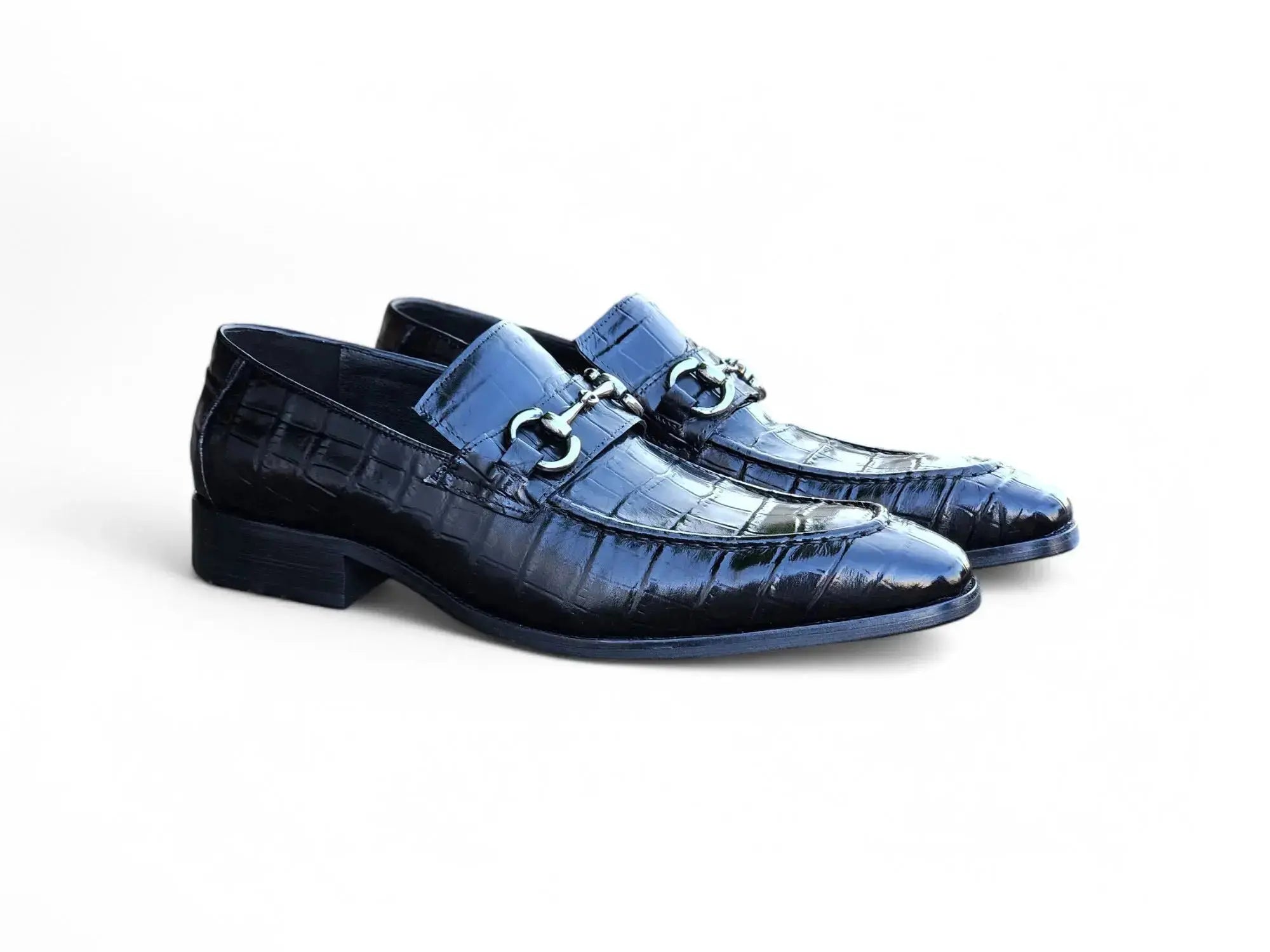 Carrucci Shoes Men's Gator Embossed Leather Buckle Loafer Classic KS503 61E