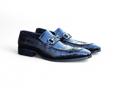 Carrucci Shoes Men's Gator Embossed Leather Buckle Loafer Classic KS503 61E