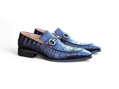 Carrucci Shoes Gator Embossed Leather Buckle Loafer Classic KS503 61E top view