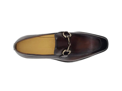 Carrucci Shoes Burnished Calfskin Horsebit Loafer top view