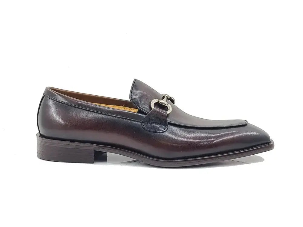 Burnished Calfskin Horsebit Loafer Carrucci Shoes Men's