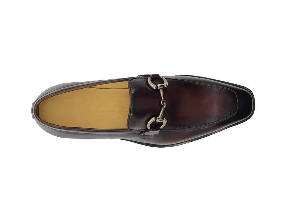 Burnished Calfskin Horsebit Loafer Carrucci Shoes Men's