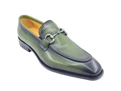 Burnished Calfskin Horsebit Loafer Carrucci Shoes Men's