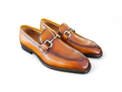 Burnished Calfskin Horsebit Loafer Carrucci Shoes Men's
