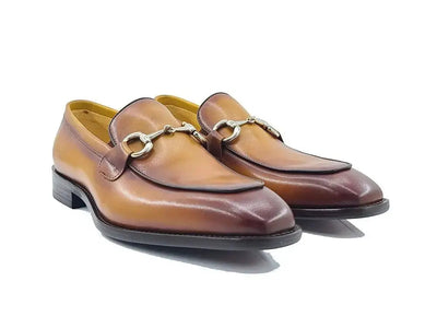Burnished Calfskin Horsebit Loafer Carrucci Shoes Men's