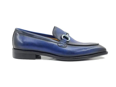 Burnished Calfskin Horsebit Loafer Carrucci Shoes Men's