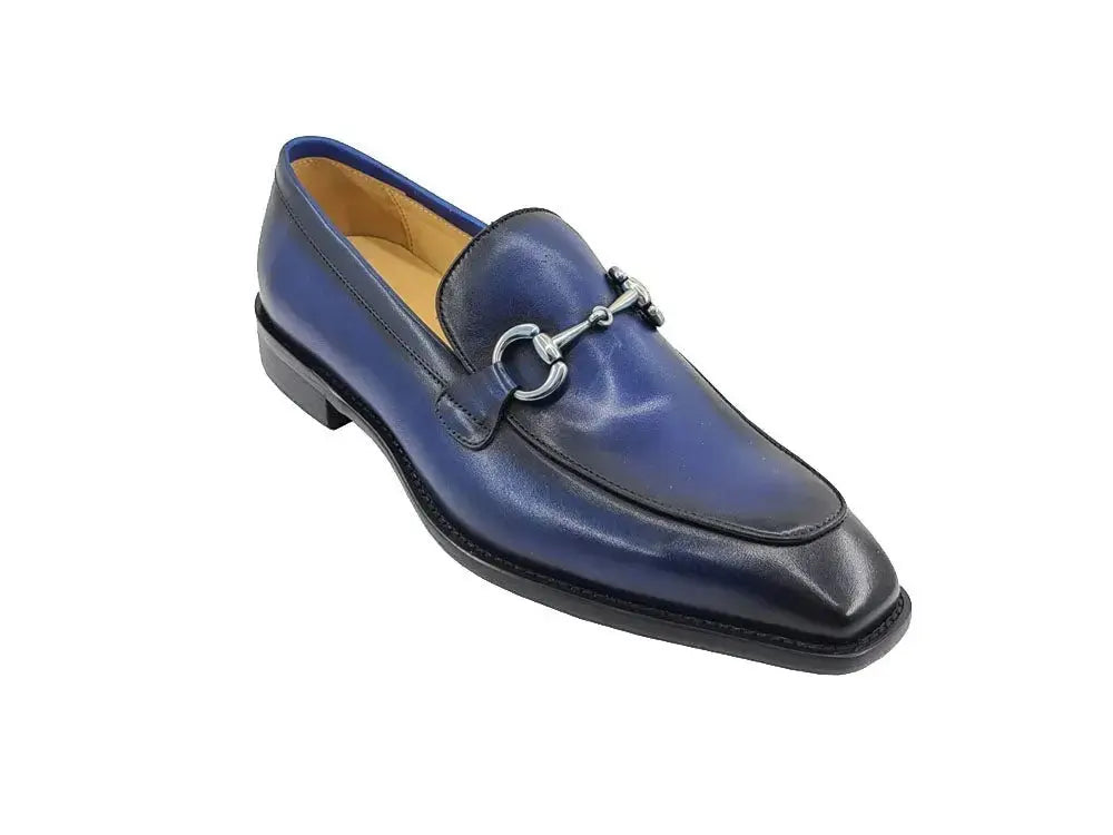Burnished Calfskin Horsebit Loafer Carrucci Shoes Men's
