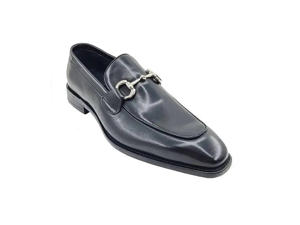 Burnished Calfskin Horsebit Loafer Carrucci Shoes Men's