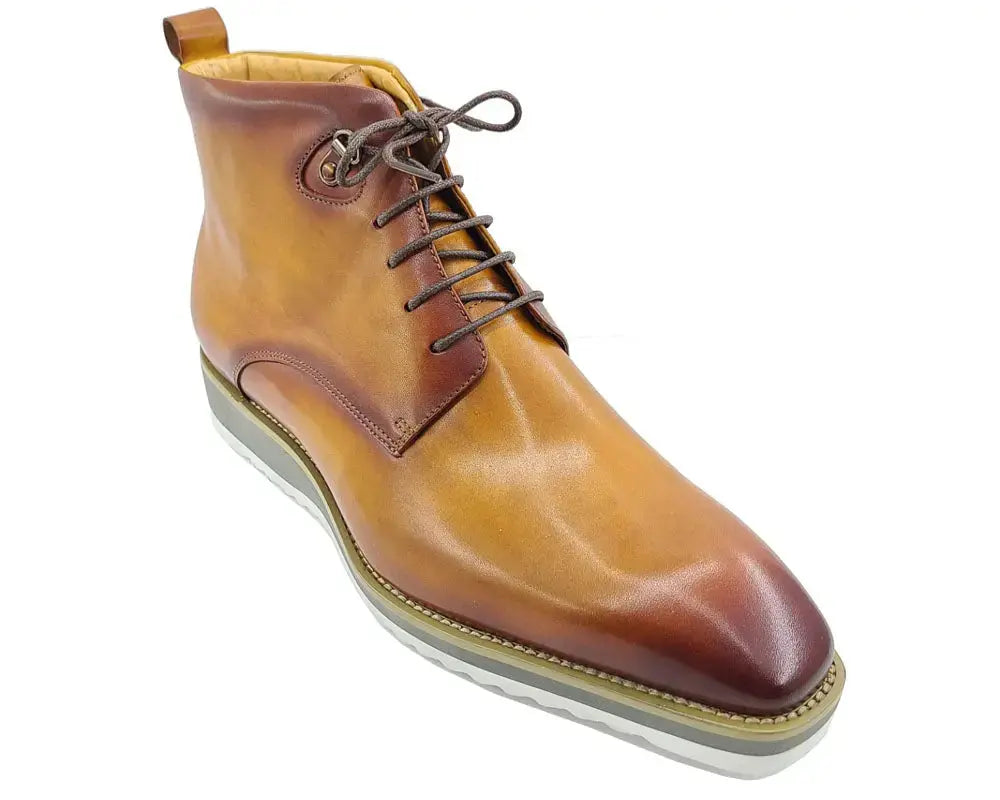 Carrucci Shoes KB Burnished Calfskin Lace Up Boot Patina Finish KB515 16 top view