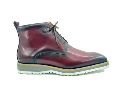 Carrucci Shoes KB Burnished Calfskin Lace Up Boot Patina Finish KB515 16 side view
