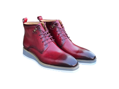 Carrucci Shoes KB Burnished Calfskin Lace Up Boot Patina Finish KB515 16 front view