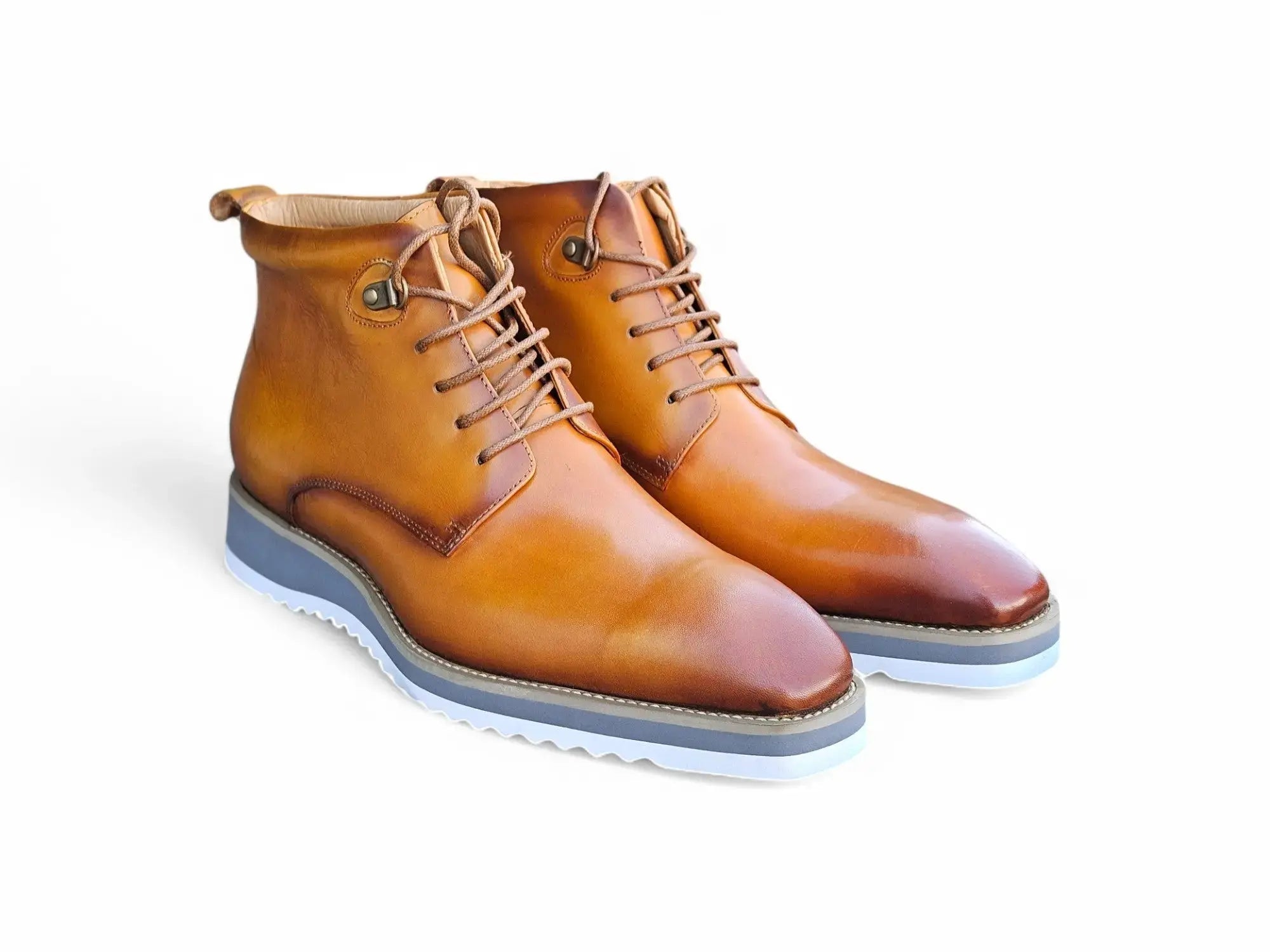 Carrucci Shoes KB Burnished Calfskin Lace Up Boot Patina Finish KB515 16 back view