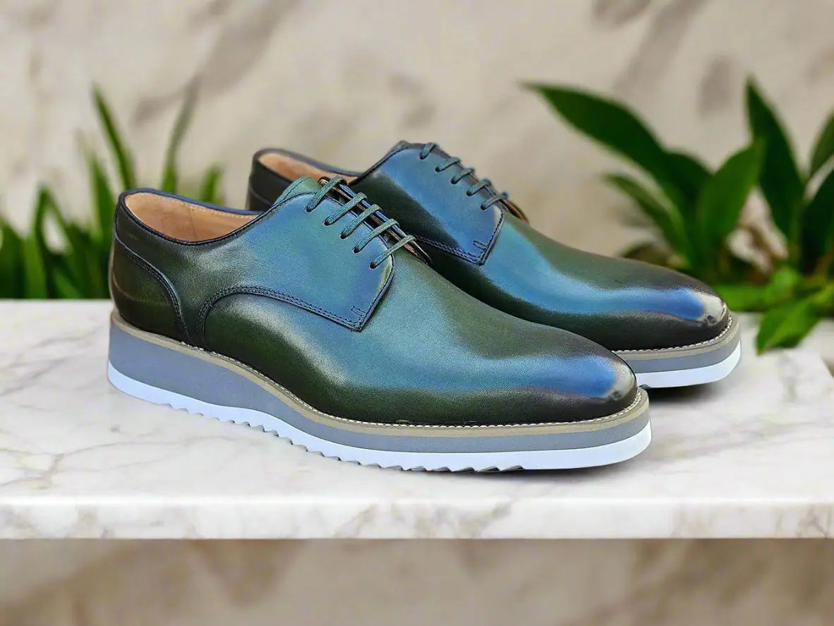 Carrucci Shoes Burnished Lace up Leather Derby Men's Leather KS515 26 view 6