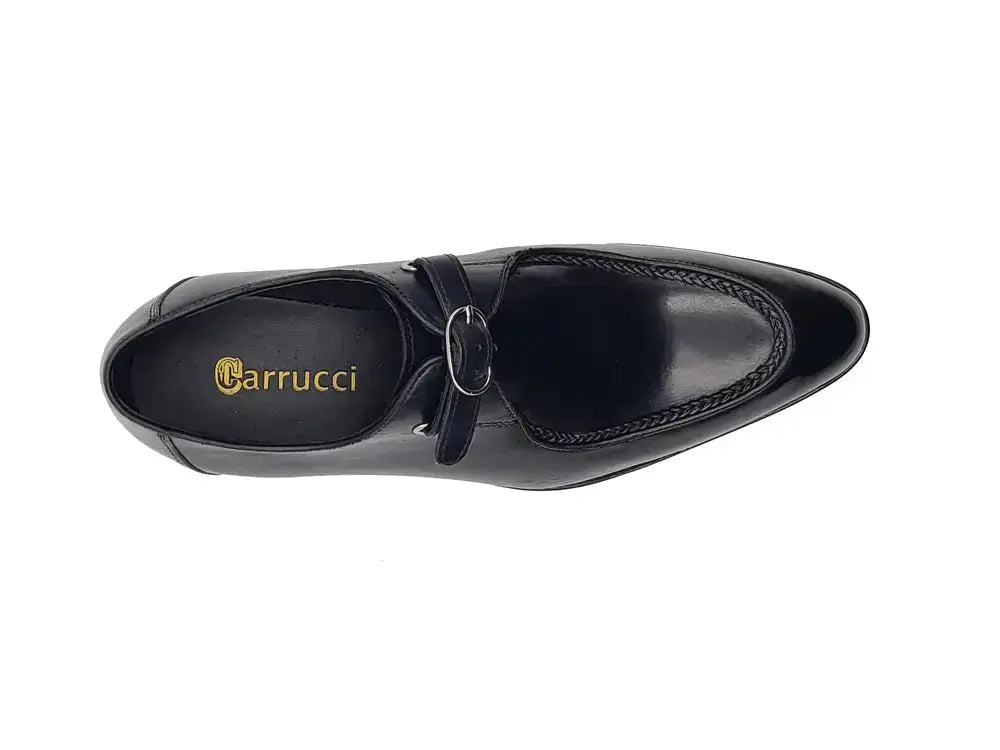 Carrucci Shoes Ks Footwear Burnished Moc Toe Single Monk Loafer Leather Ks479 12 detail view