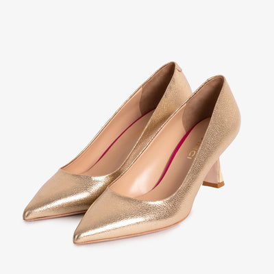 Vinci Leather The Brunello Gold Leather Pump Women Shoe – product view 2