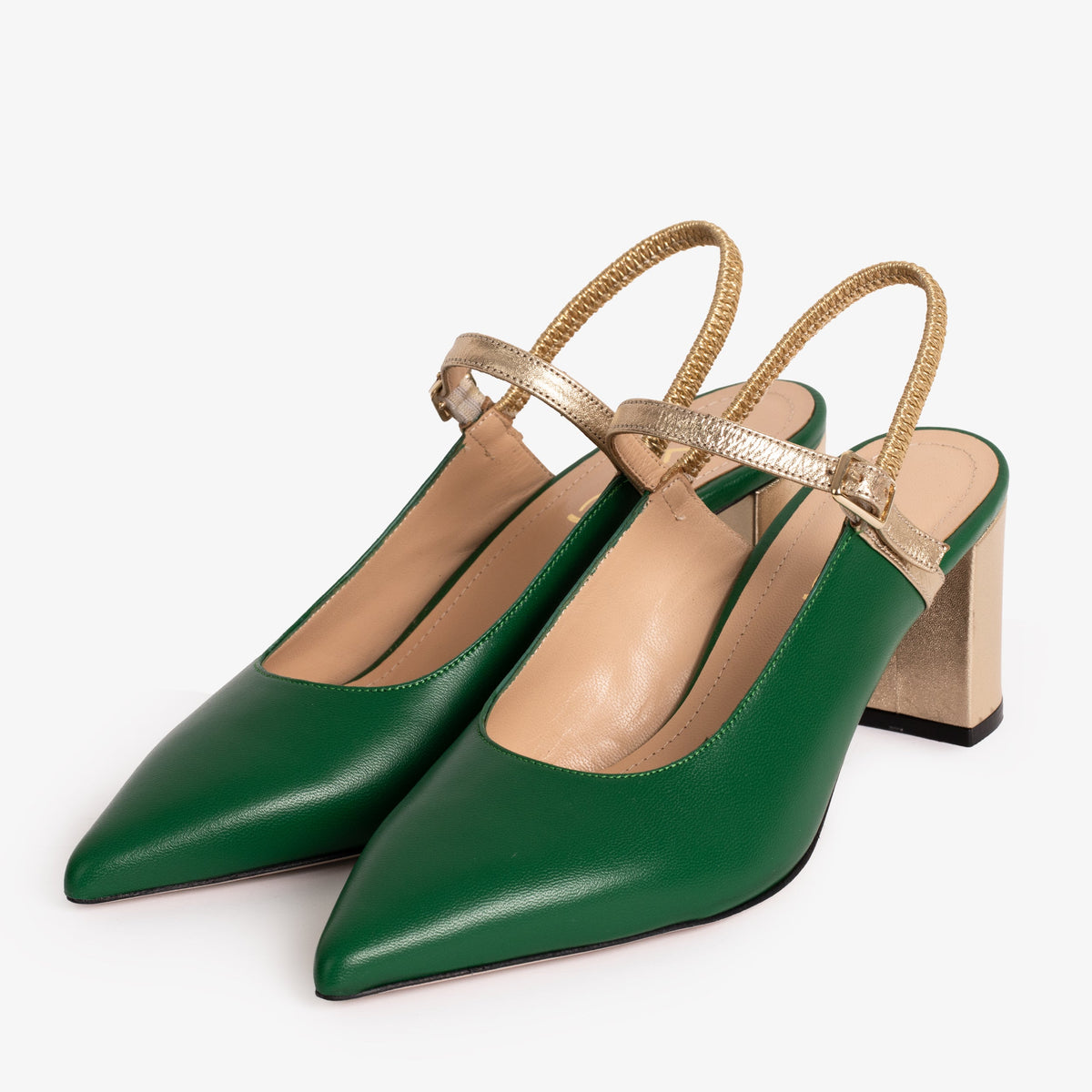 Vinci Leather The Pompei Green Leather Women Slingback Sandal – product view 2