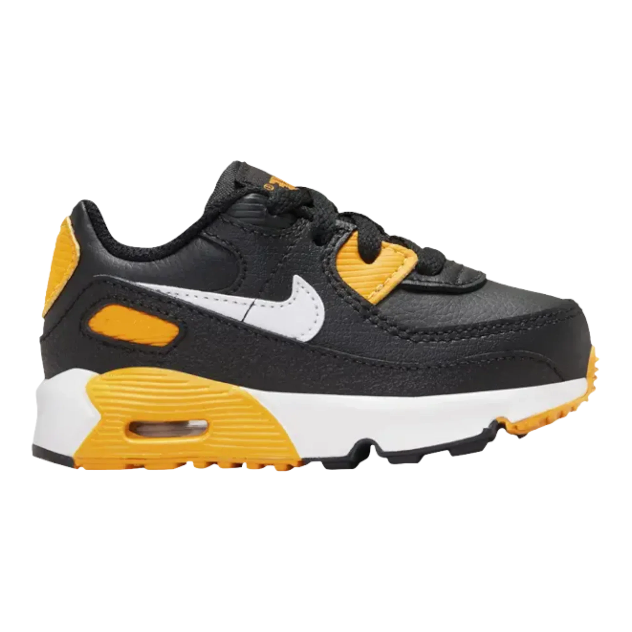 Nike Air Max 90 LTR Baby/Toddler (TD) Sneakers — Black/University Gold Leather Low-Top
