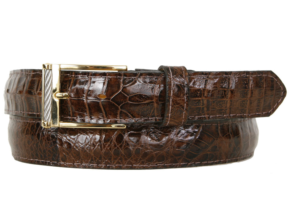 C&E Fashions  Maurice Baby Crocodile Belt - Brown