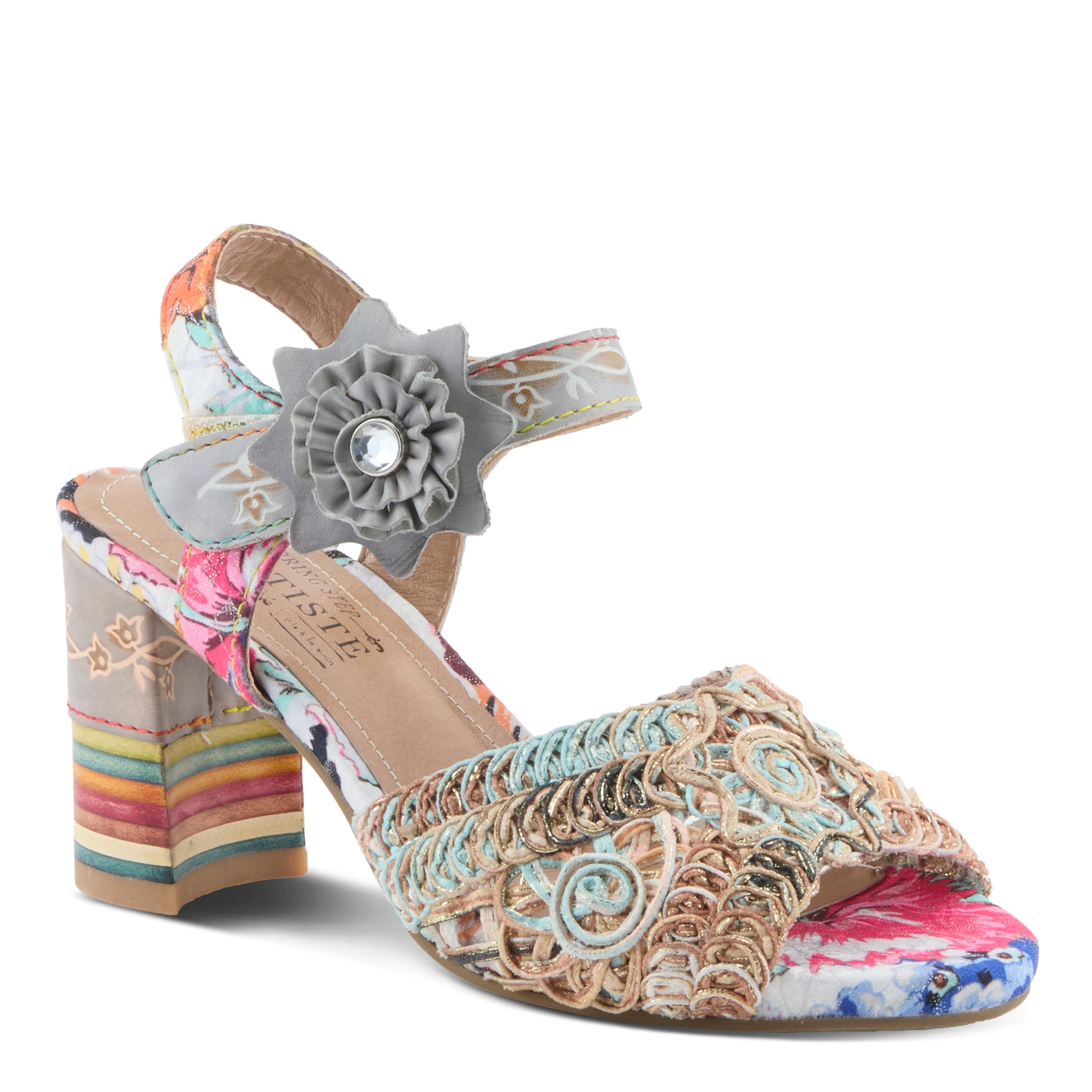 L'Artiste L'ARTISTE COSMOPLEZE SANDALS sandal in camel multi with handcrafted leather design