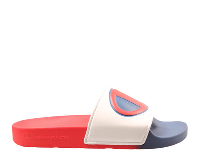 Champion Life IPO Split Big Kids' (GS) Slides — White/Multi/Red/Blue