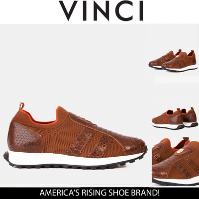 The Aslan Tan Knitted & Leather Men Sneaker