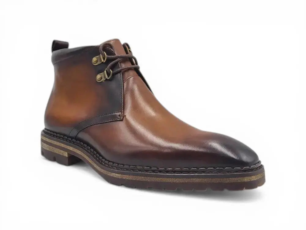 Carrucci Shoes Calfskin Chukka Boot Lug Sole Winter Ready KB516 51 side view
