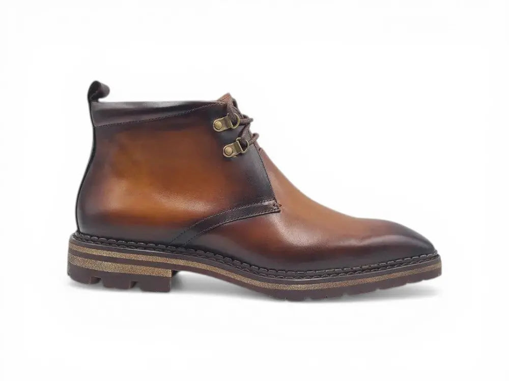 Carrucci Shoes Calfskin Chukka Boot Lug Sole Winter Ready KB516 51 front view