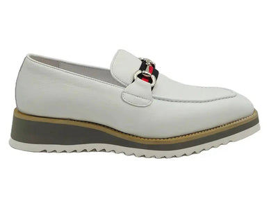 Carrucci Shoes Calfskin Leather Slip On Horsebit Buckle Loafer KS515 07R back view