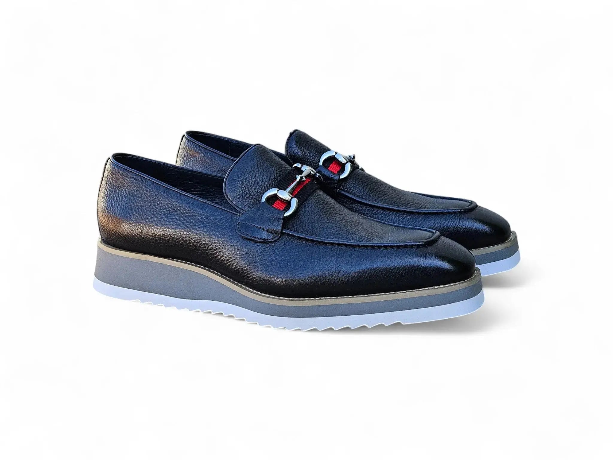 Carrucci Shoes Calfskin Leather Slip On Horsebit Buckle Loafer KS515 07R top view
