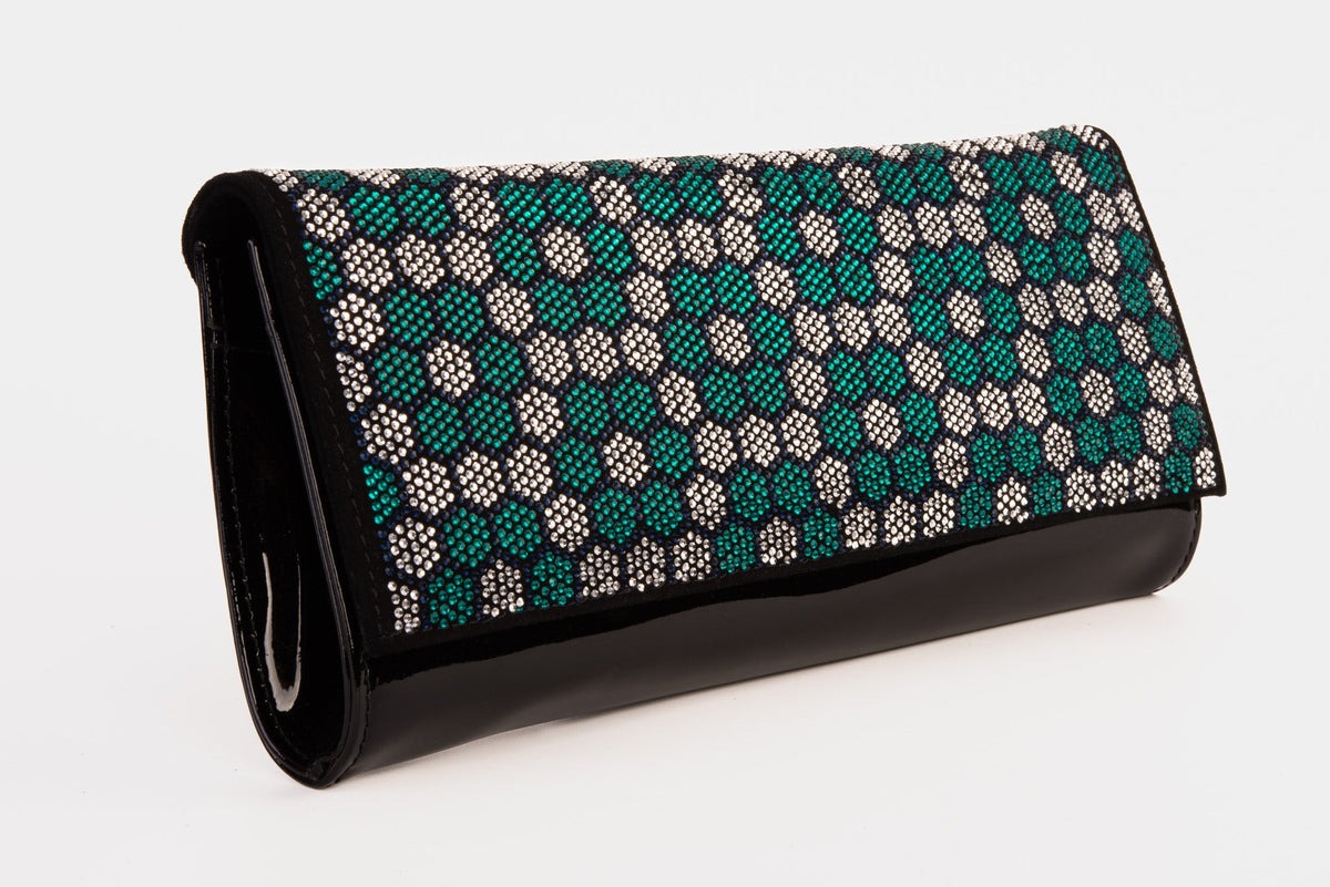 Vinci Leather The Doha Black Leather Glitter Clutch – product view 5