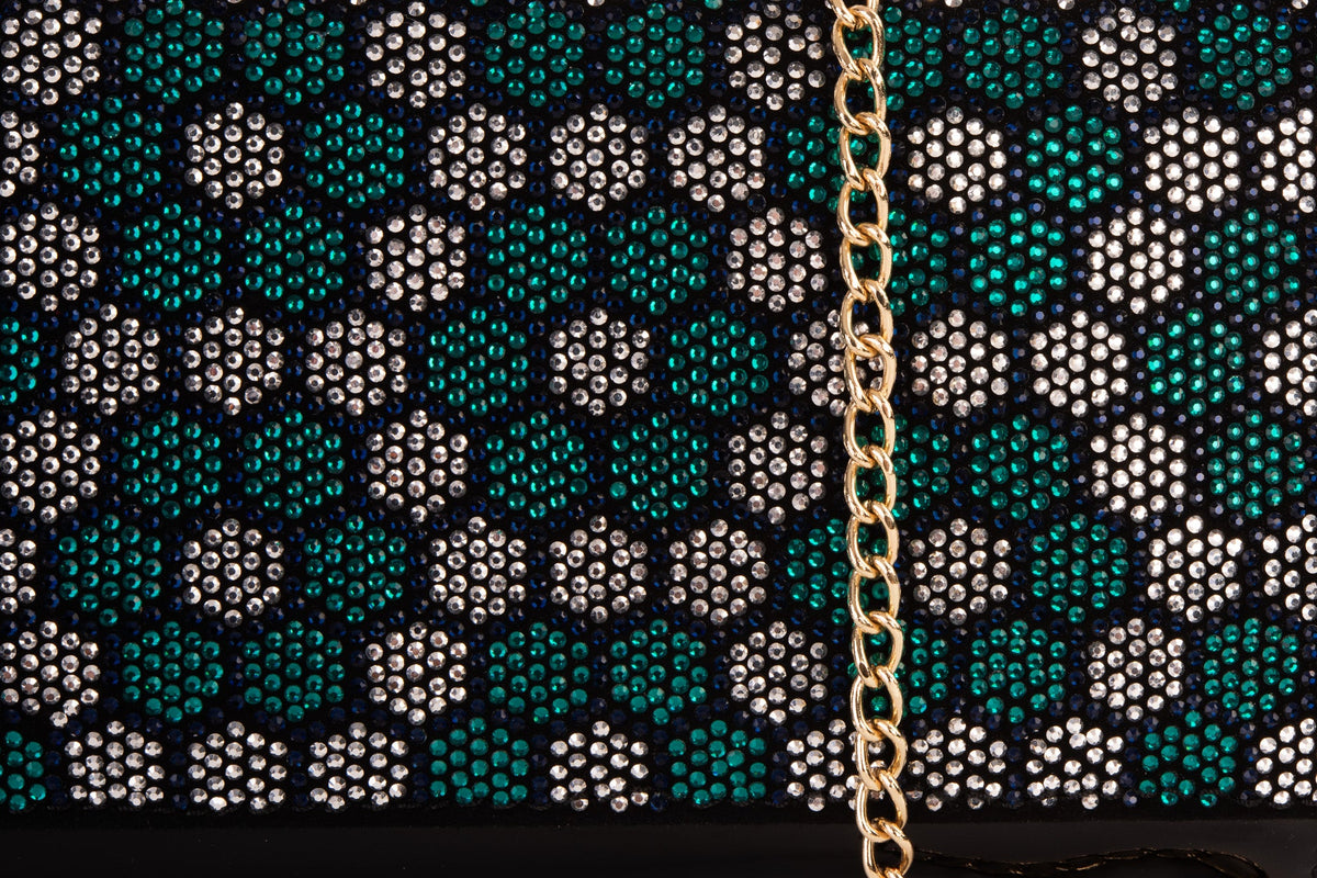 Vinci Leather The Doha Black Leather Glitter Clutch – product view 4