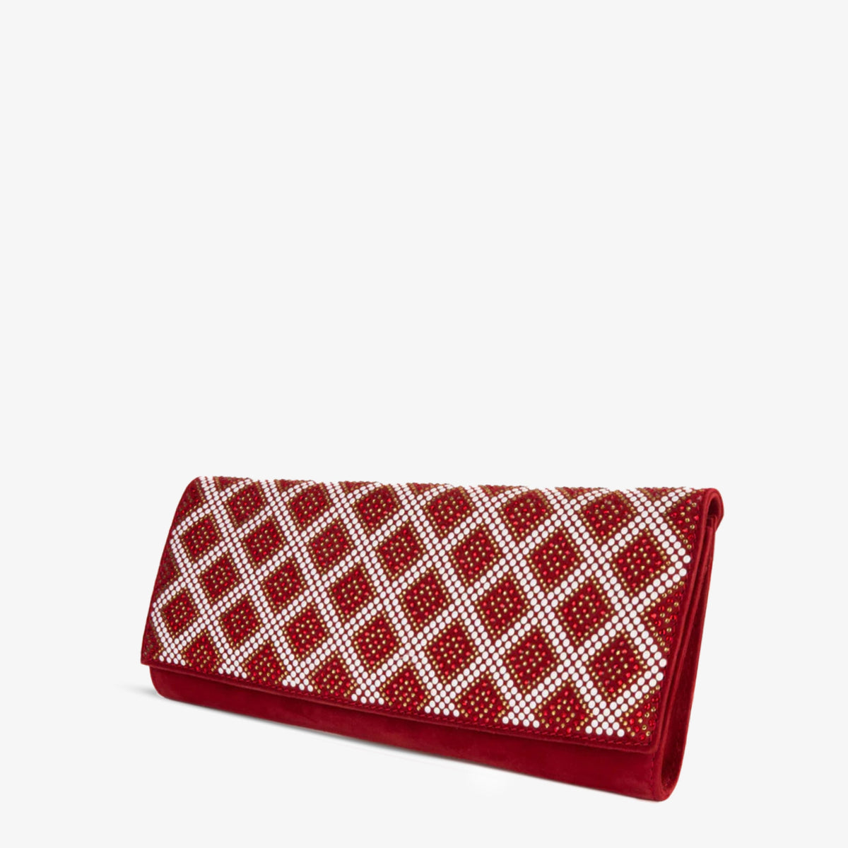 Vinci Leather The Nampula Red Glitter Suede Leather Clutch – product view 1