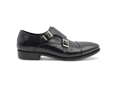 Carrucci Shoes Men's Men’s Cap Toe Double Monk Strap Leather Shoe