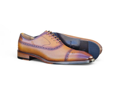 Carrucci Shoes Men's Cap Toe Oxford Leather Sole Classic Dress Shoe KL903 06E