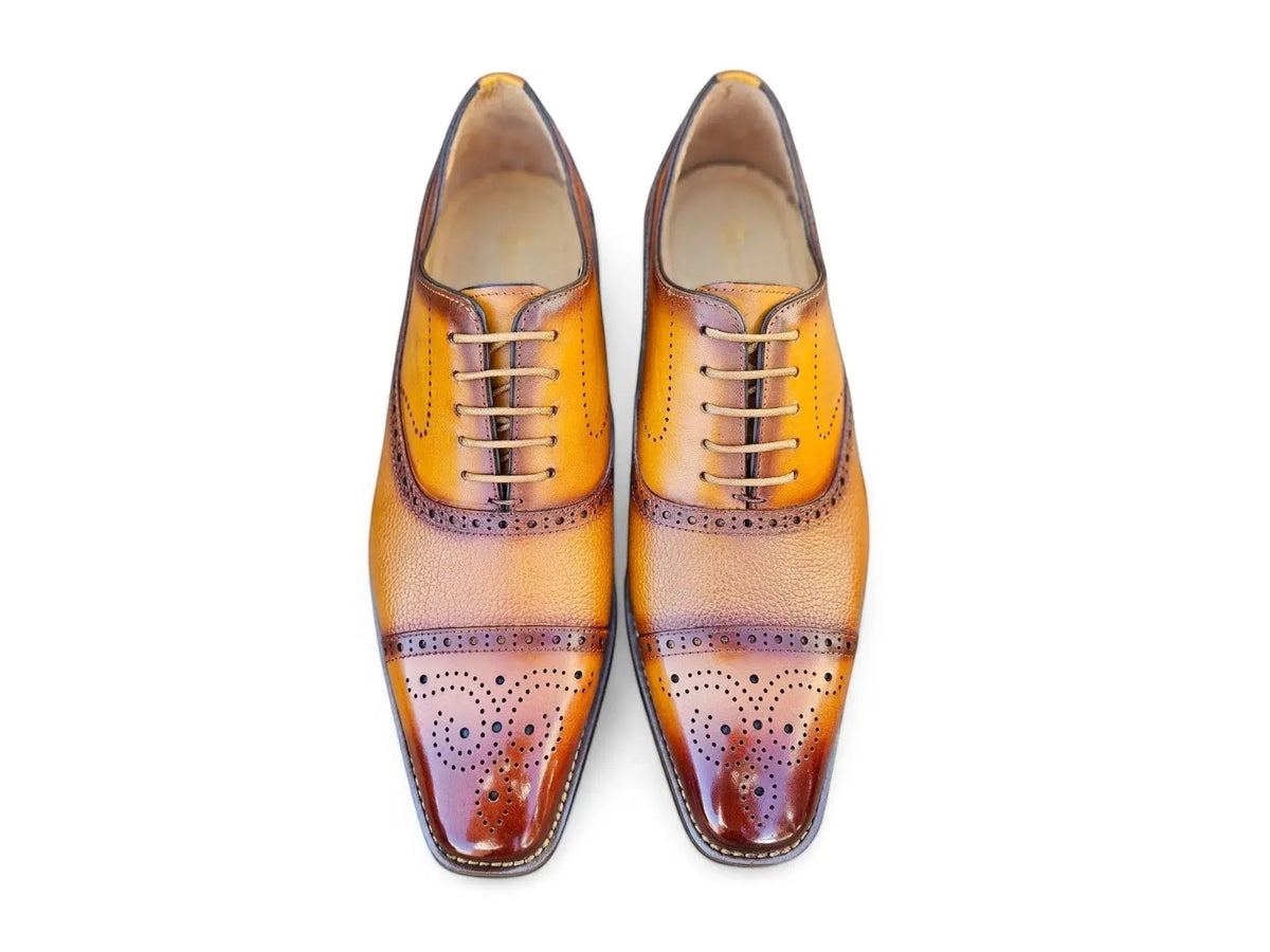 Carrucci Shoes Men's Cap Toe Oxford Leather Sole Classic Dress Shoe KL903 06E
