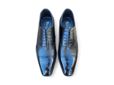 Carrucci Shoes Men's Cap Toe Oxford Leather Sole Classic Dress Shoe KL903 06E