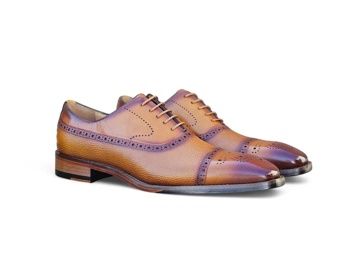 Carrucci Shoes Men's Cap Toe Oxford Leather Sole Classic Dress Shoe KL903 06E