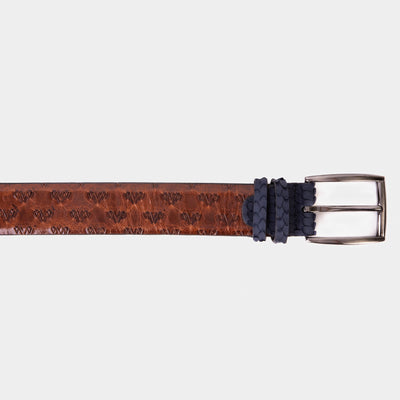 The Caesars Tan & Navy Leather Belt