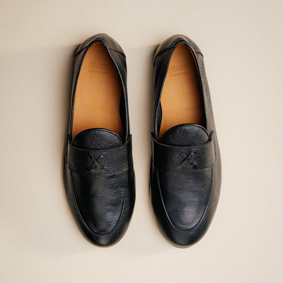 Del Toro Shoes Men's Black Pebbled Leather Centesimo