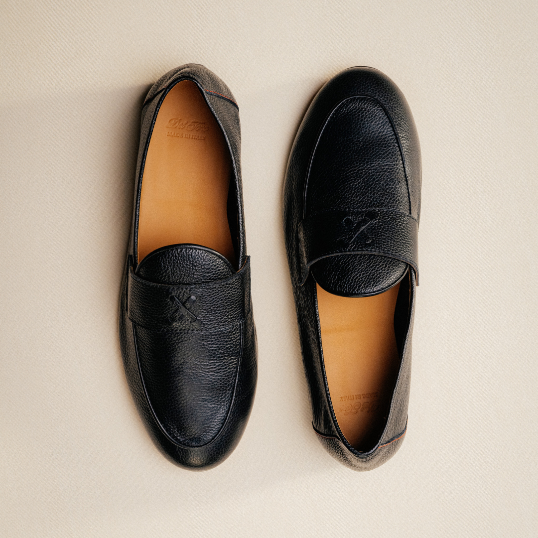 Del Toro Shoes Men's Black Pebbled Leather Centesimo