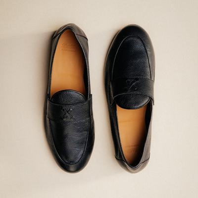 Del Toro Shoes Men's Black Pebbled Leather Centesimo