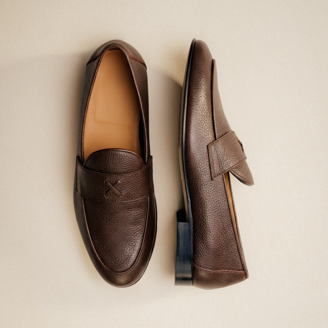 Del Toro Shoes Men's Brown Pebbled Leather Centesimo