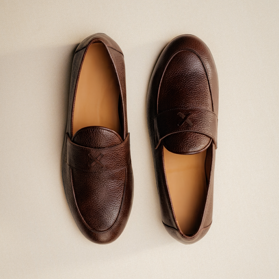 Del Toro Shoes Men's Brown Pebbled Leather Centesimo