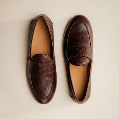 Del Toro Shoes Men's Brown Pebbled Leather Centesimo