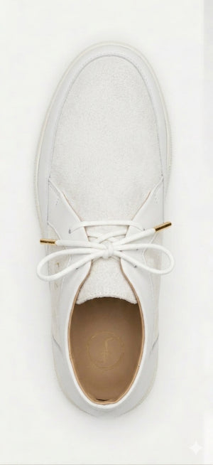 Johnny Famous Bally Style Central Park Men’s White Nappa Leather and Suede High Tops