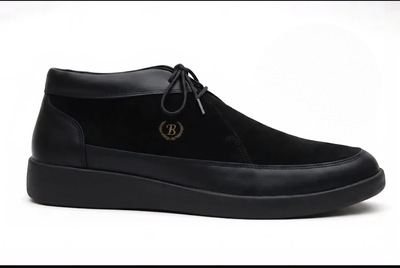 Johnny Famous Bally Style Central Park Men’s Black Leather and Suede High Tops